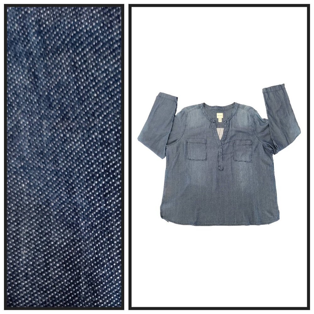 G.H. Bass XXL Chambray Shirt Blue Tencel Long Sleeve Casual Top